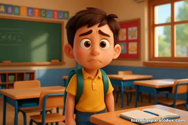 Niño tímido en el aula