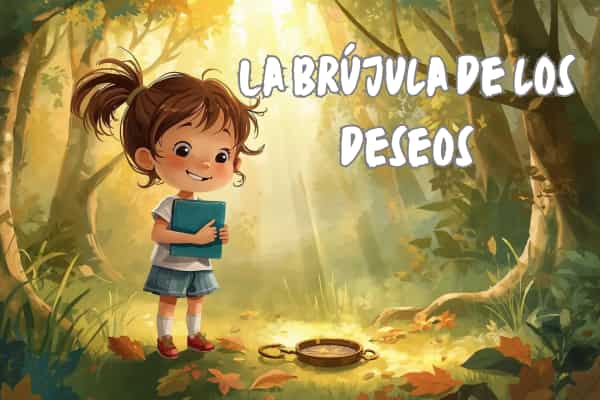 Niña encuentra una brújula mágica en el bosque – cuento La brújula de los deseos