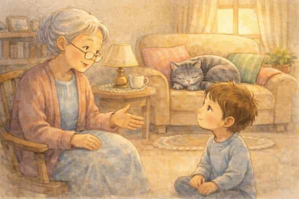Abuela y nieto en un hogar cálido