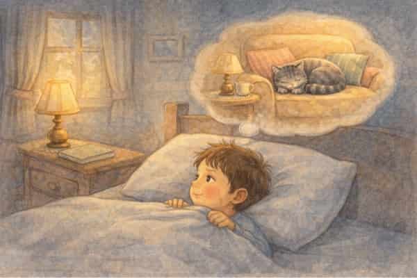 Sueños de un niño y su gato