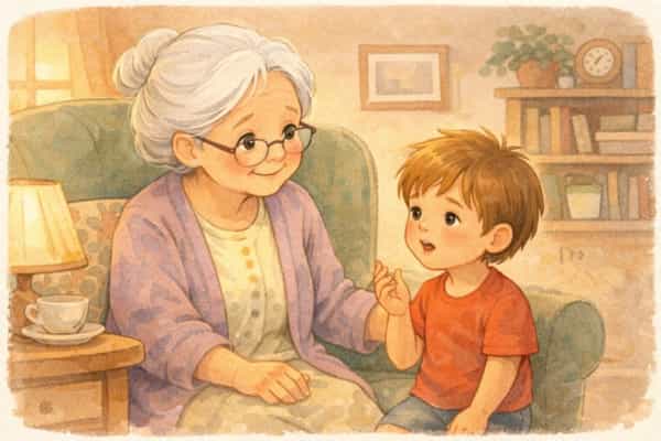 Abuela escucha con atención a su nieto