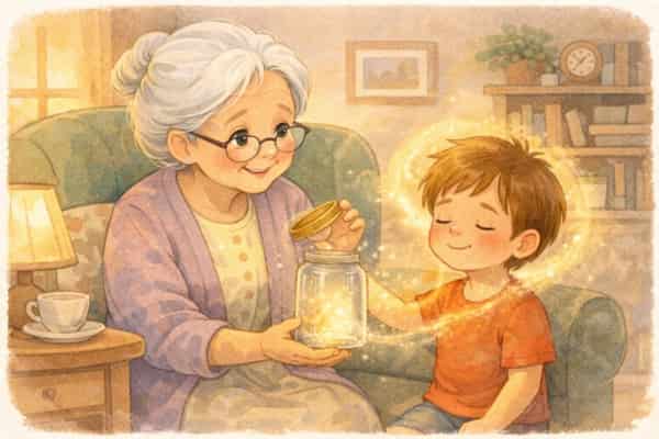 Abuela saca un abrazo mágico del frasco