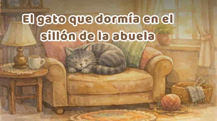 Cuento infantil El gato durmiendo en el sillón