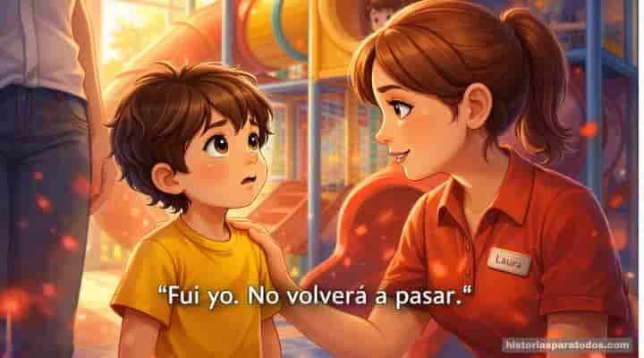 Niño diciendo la verdad en cuento sobre la honestidad.