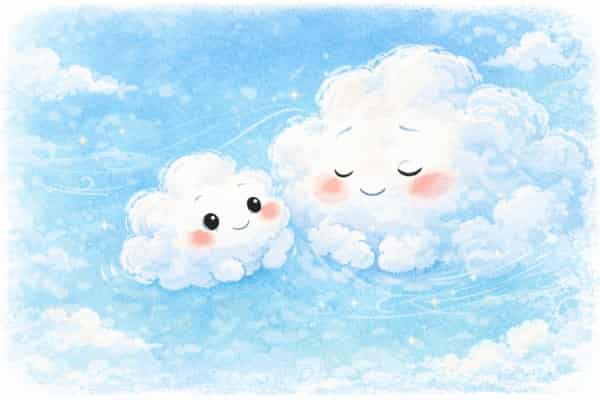 Nube Nubín escuchando a otra nube con atención y respeto